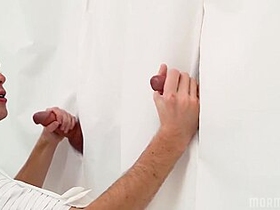 Improvised Glory-hole Threesome With A Submissive Twink