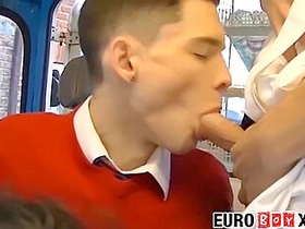 Euro Twink Anal Threesome Ends With A Huge Warm Cumload