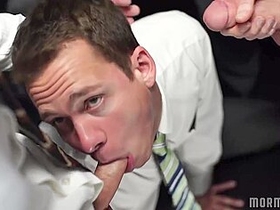 Submissive Mormon Boy Twink Sucking Three Meaty Cocks