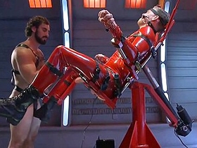 Sadomasochism Poor teen 18+ In Shiny Catsuit Fastened And Fucked