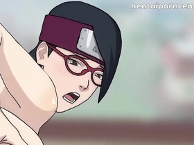 Adult Sarada has sex with Naruto, she rides the hokage's dick